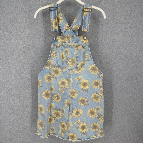 American Eagle Skirt All Overalls Size S Blue Yellow Sunflower Denim Cottage - Picture 1 of 12